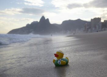 Olé olé olé: Kaczuszka Klasy Pierwszej Lufthansy w sportowej koszulce podczas piłkarskich Mistrzostwa Świata